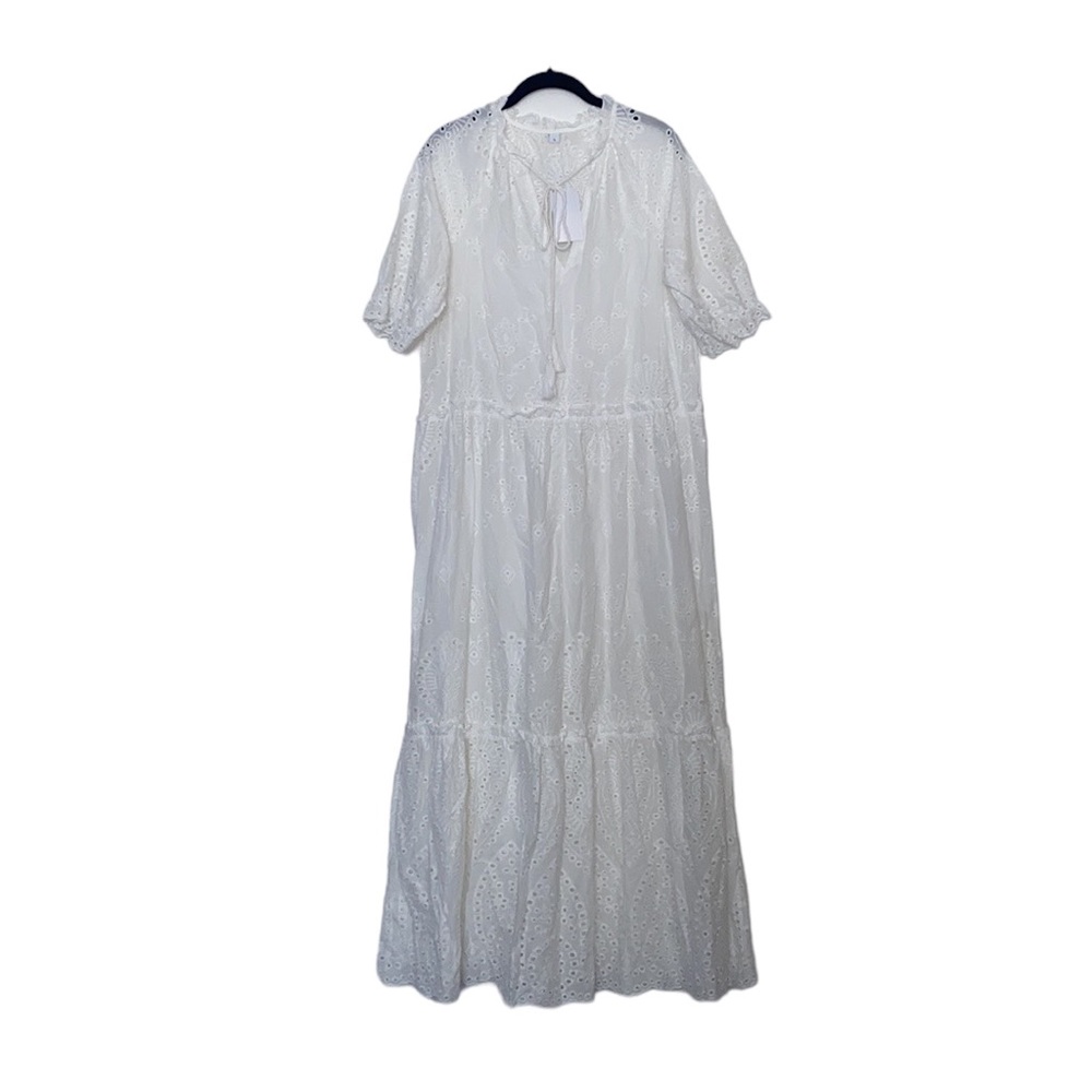 Made With Love Eyelet Maxi Coverup Dress NWT- White L